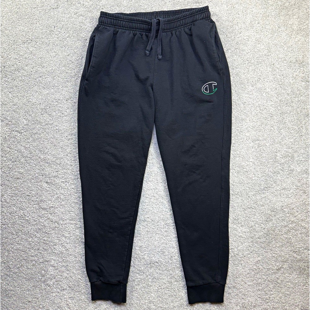 Champion Authentic Mens Black Sweatpants Joggers Size Large L Drawstring C Logo